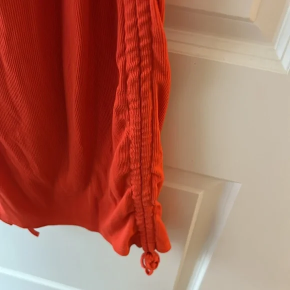 Orange Ribbed Ruched Dress - Picture 3 of 3